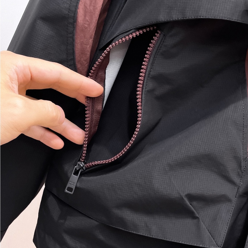 Prada Black Raincoat with Burgundy Trim and Hood - Picture 10 of 14